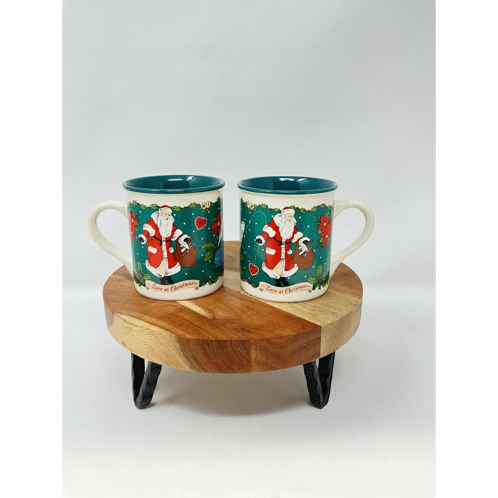 Papel Mug Love At Christmas Santa Angel Small Holiday Double Sided SET OF 2